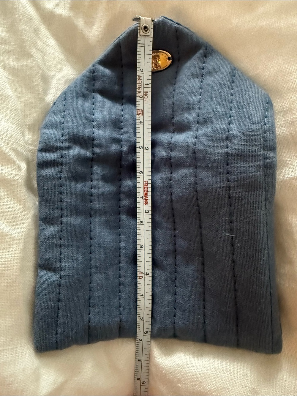 NWOT SEZANE Quilted Coin Purse / Travel Jewelry Pouch: Slate Blue, Gold Snap 💌 - Picture 6 of 8